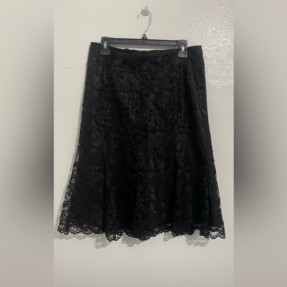 Jones New York Black Midi A-Line Skirt